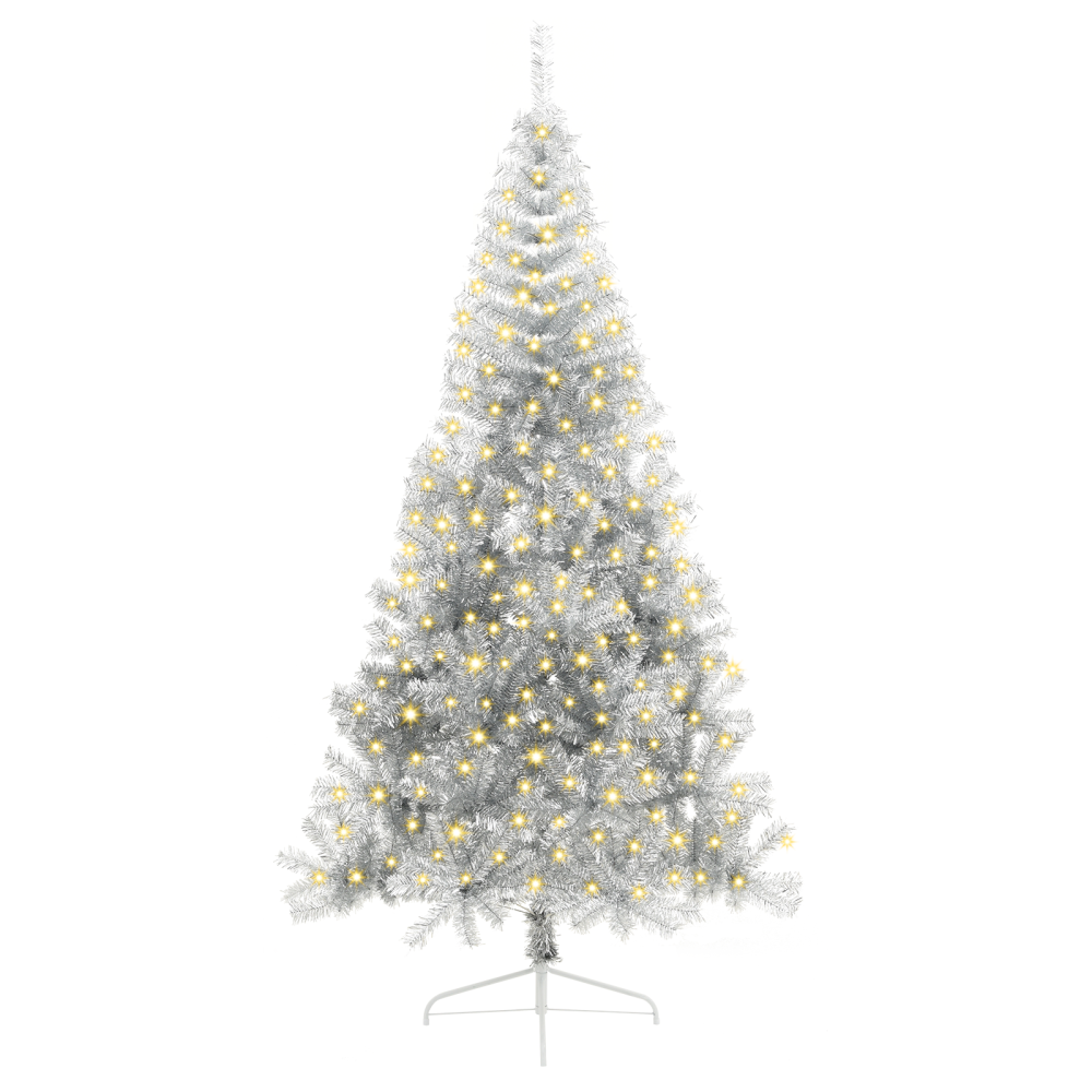 Produktbild för Konstgjord Förbelyst Julgran Silver 240 cm PET