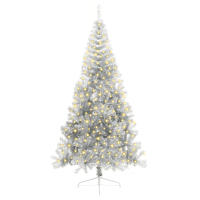 Produktbild för Konstgjord Förbelyst Julgran Silver 240 cm PET