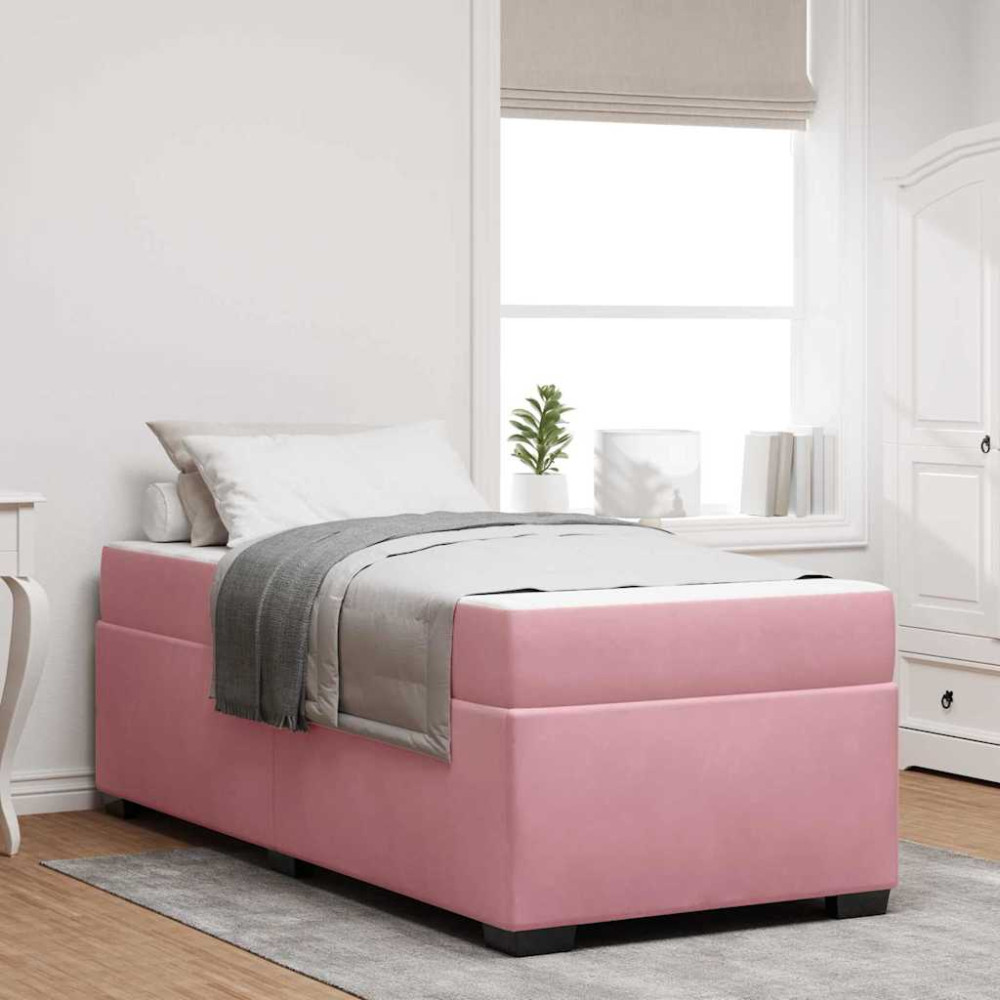 Produktbild för Sängram med madrass Rosa 90 x 200 cm tyg