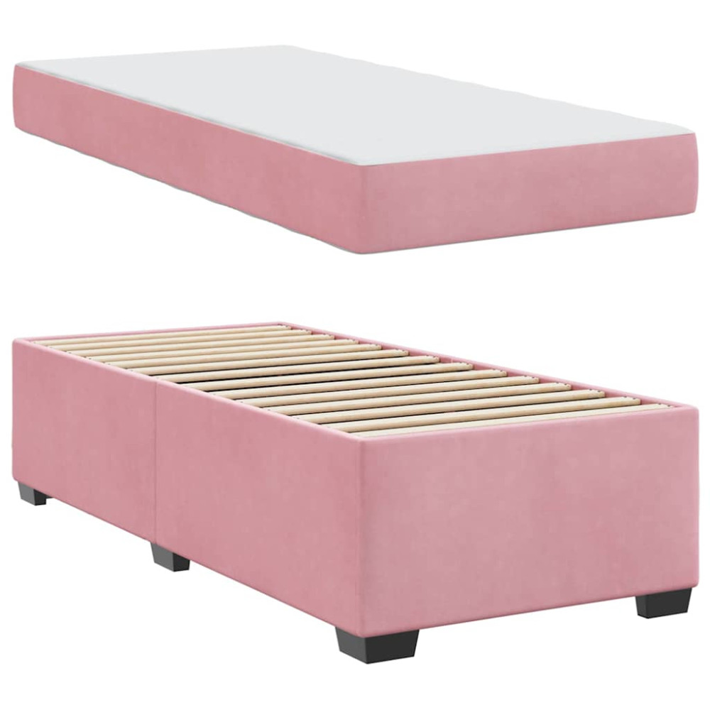 Produktbild för Sängram med madrass Rosa 90 x 200 cm tyg