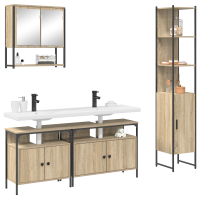 Produktbild för Badrumsmöbelset med hylla 4 pcs Sonoma-ek Konstruerat trä