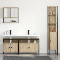 Produktbild för Badrumsmöbelset med hylla 4 pcs Sonoma-ek Konstruerat trä