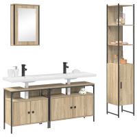 Produktbild för Badrumsmöbelset med hylla 4 pcs Sonoma-ek Konstruerat trä