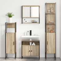 Produktbild för Badrumsmöbelset med hylla 4 pcs Sonoma-ek Konstruerat trä