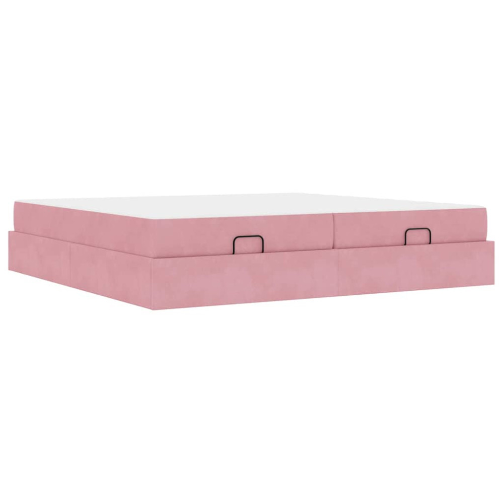 Produktbild för Sängram med madrass med madrass 2 pcs Rosa Sammet