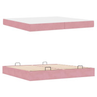 Produktbild för Sängram med madrass med madrass 2 pcs Rosa Sammet