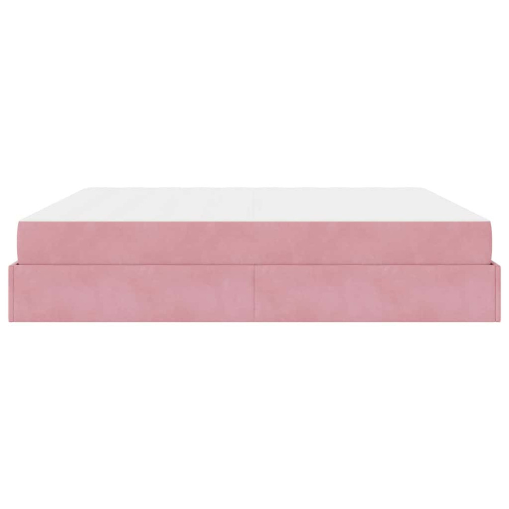 Produktbild för Sängram med madrass med madrass 2 pcs Rosa Sammet