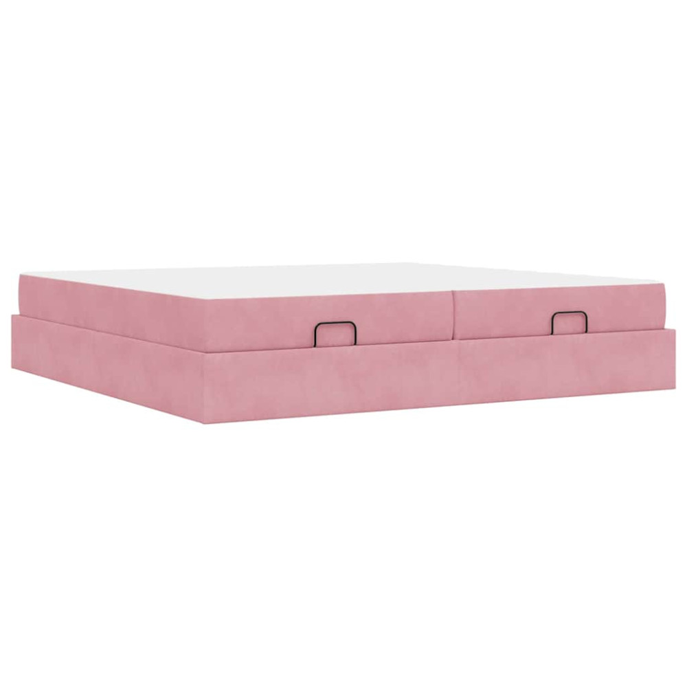 Produktbild för Sängram med madrass med madrass 2 pcs Rosa Sammet