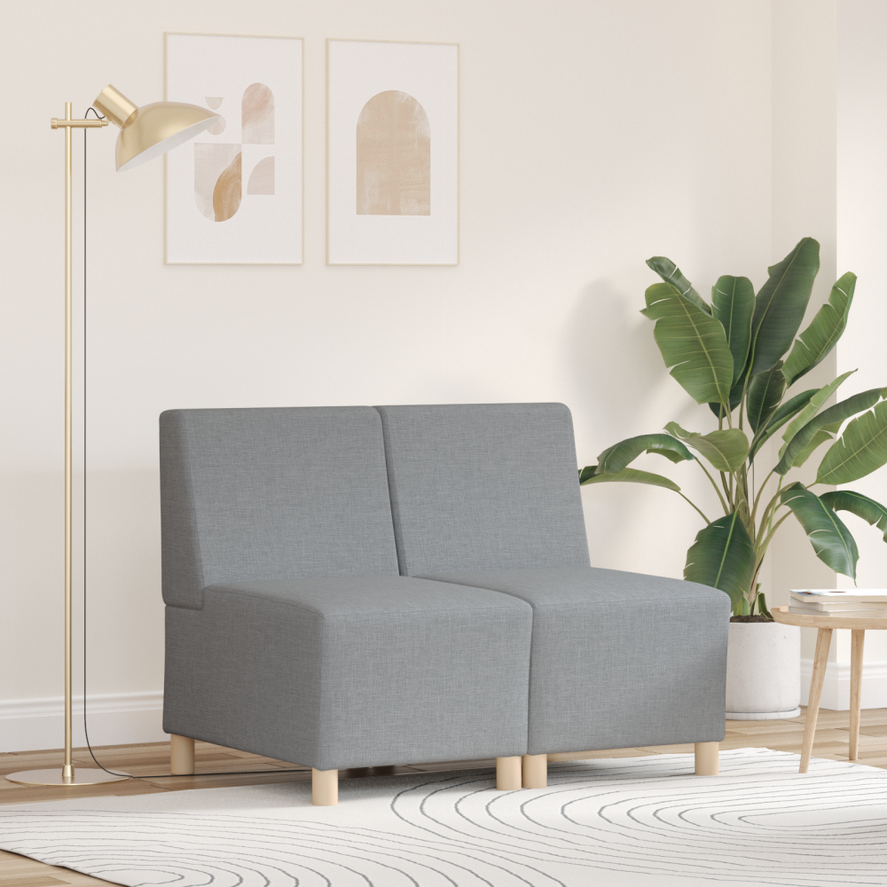 Produktbild för Modulsofa utan armstöd 2 pcs Ljusgrå 55 x 74 x 82 cm tyg