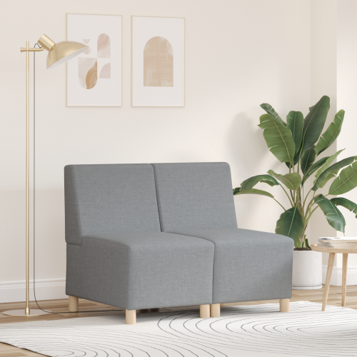 vidaXL Modulsofa utan armstöd 2 pcs Ljusgrå 55 x 74 x 82 cm tyg