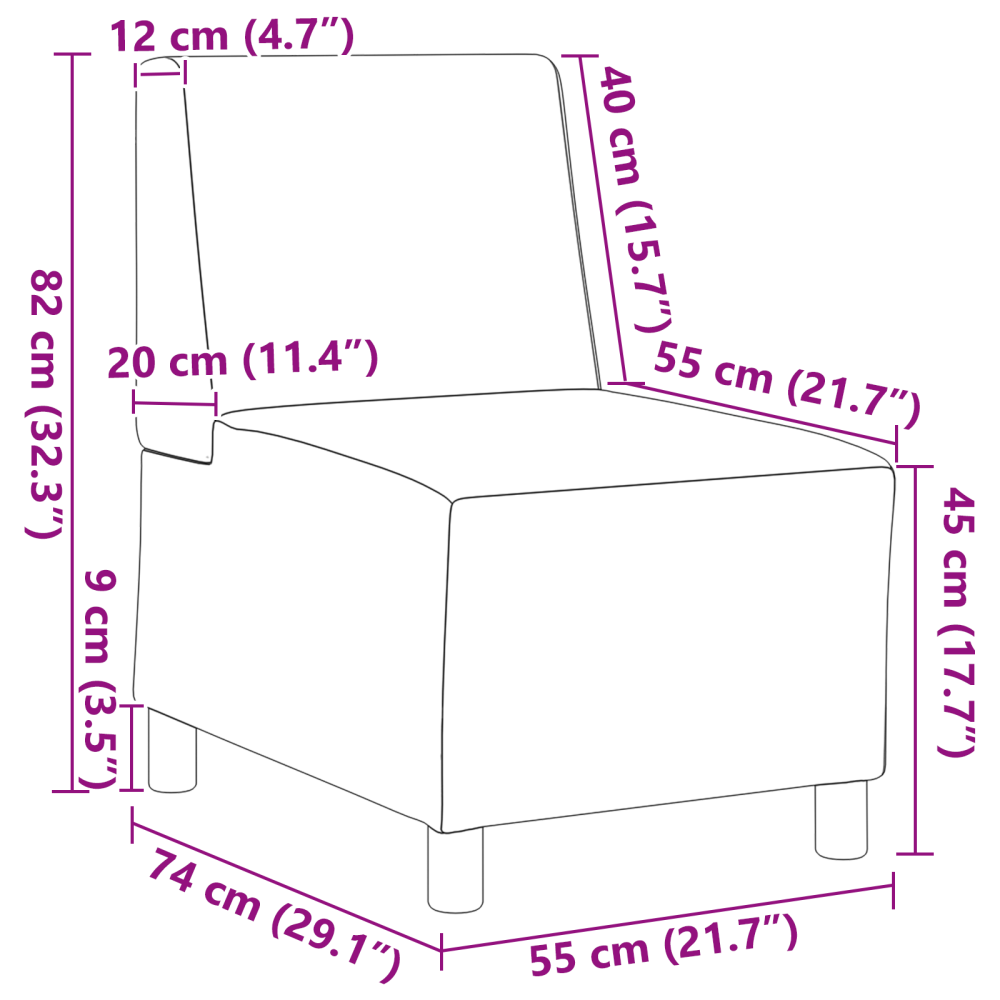Produktbild för Modulsofa utan armstöd 2 pcs Ljusgrå 55 x 74 x 82 cm tyg