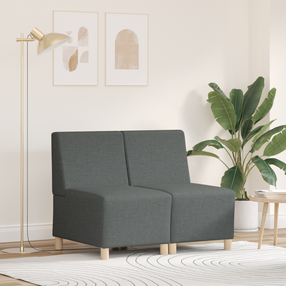 Produktbild för Modulsofa utan armstöd 2 pcs Mörkgrå 55 x 74 x 82 cm tyg