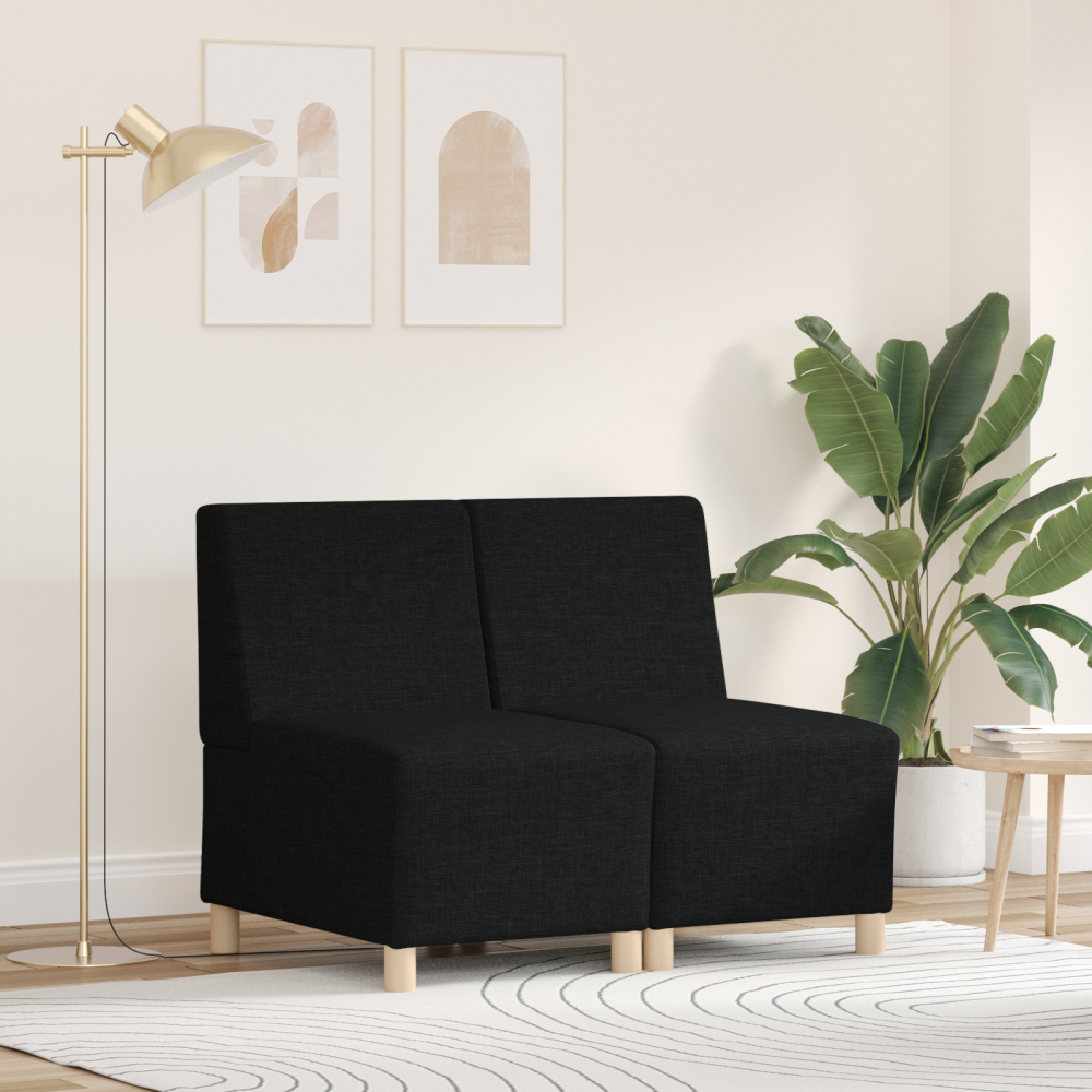 Produktbild för Modulsofa utan armstöd 2 pcs Svart 55 x 74 x 82 cm tyg