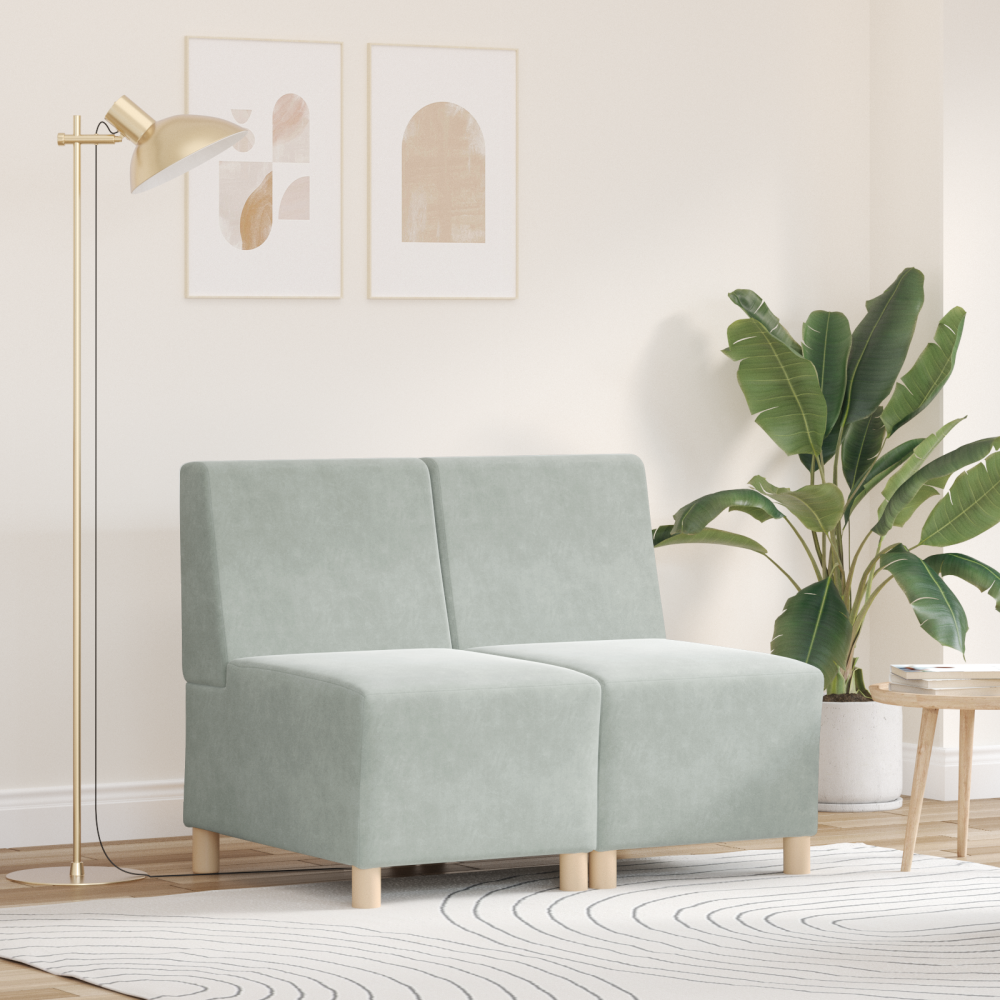 Produktbild för Modulsofa utan armstöd 2 pcs Ljusgrå 55 x 74 x 82 cm Sammet