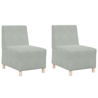 Produktbild för Modulsofa utan armstöd 2 pcs Ljusgrå 55 x 74 x 82 cm Sammet