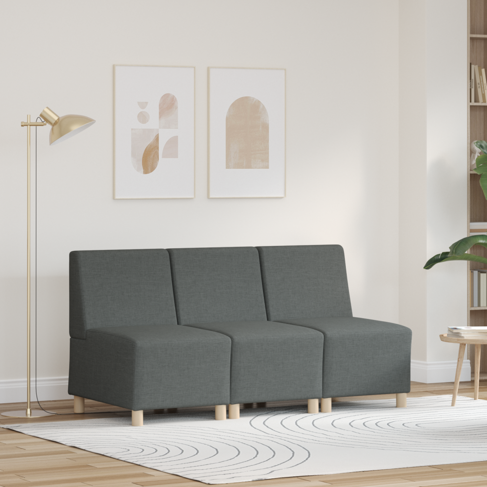Produktbild för Modulsofa utan armstöd 3 pcs Mörkgrå 55 x 74 x 82 cm tyg