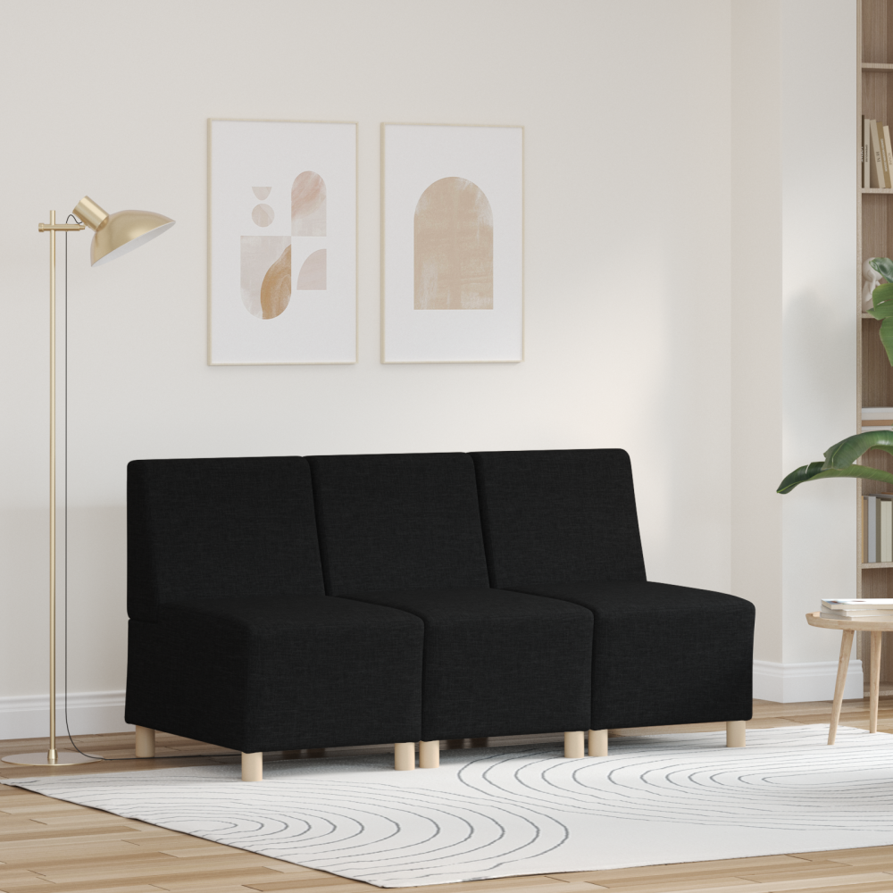 Produktbild för Modulsofa utan armstöd 3 pcs Svart 55 x 74 x 82 cm tyg