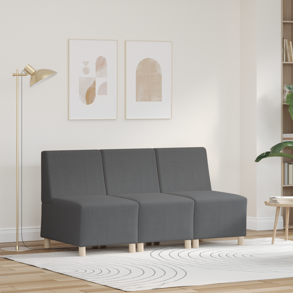 Produktbild för Modulsofa utan armstöd 3 pcs Mörkgrå 55 x 74 x 82 cm