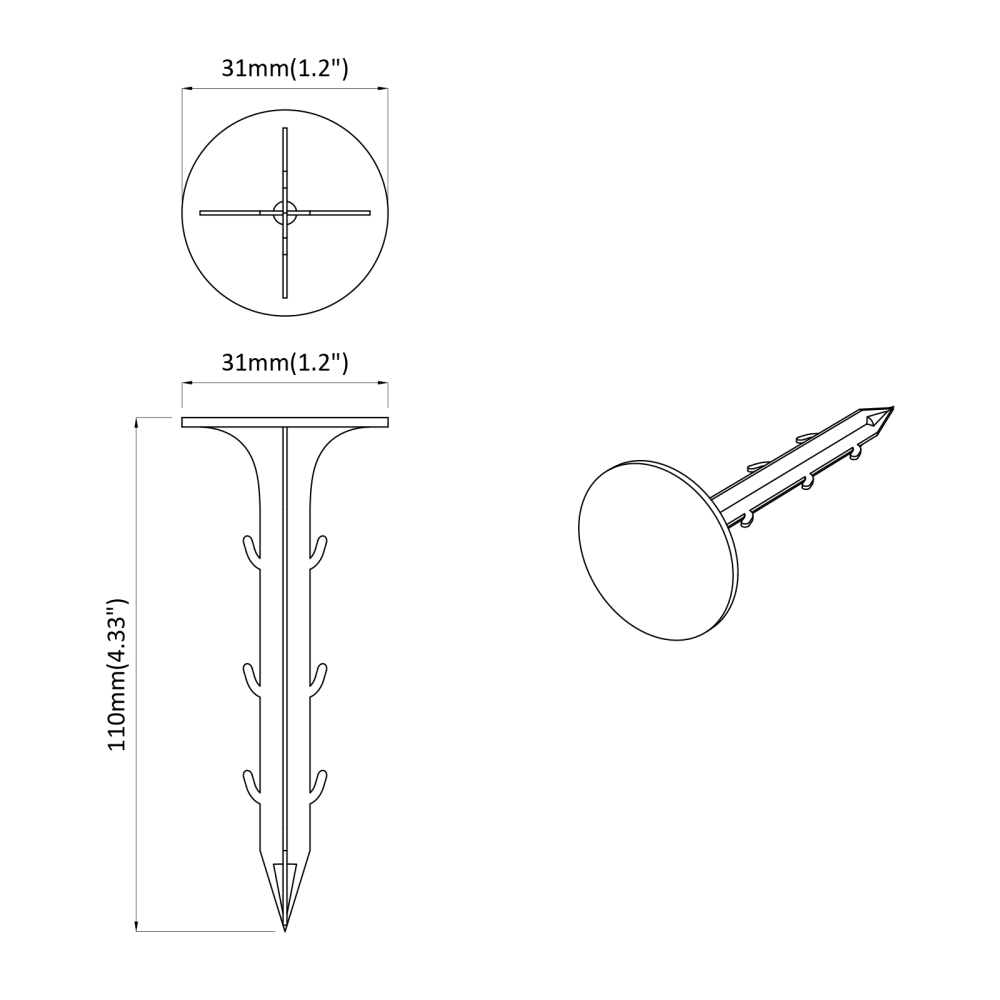 Produktbild för Markpinnar 500 pcs Svart Ø3 x 11 cm Plast
