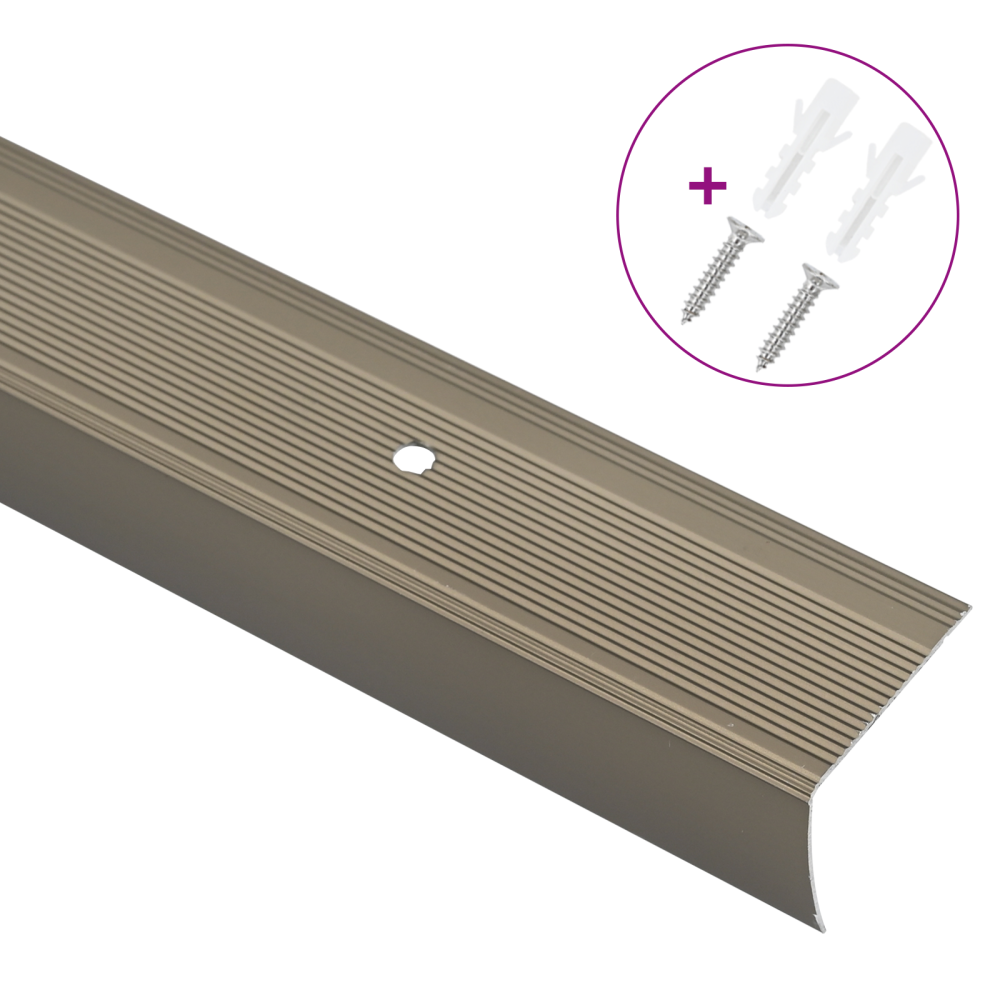 Produktbild för Trappnoslister 10 pcs champagne 67 x 3 x 2 cm Aluminium