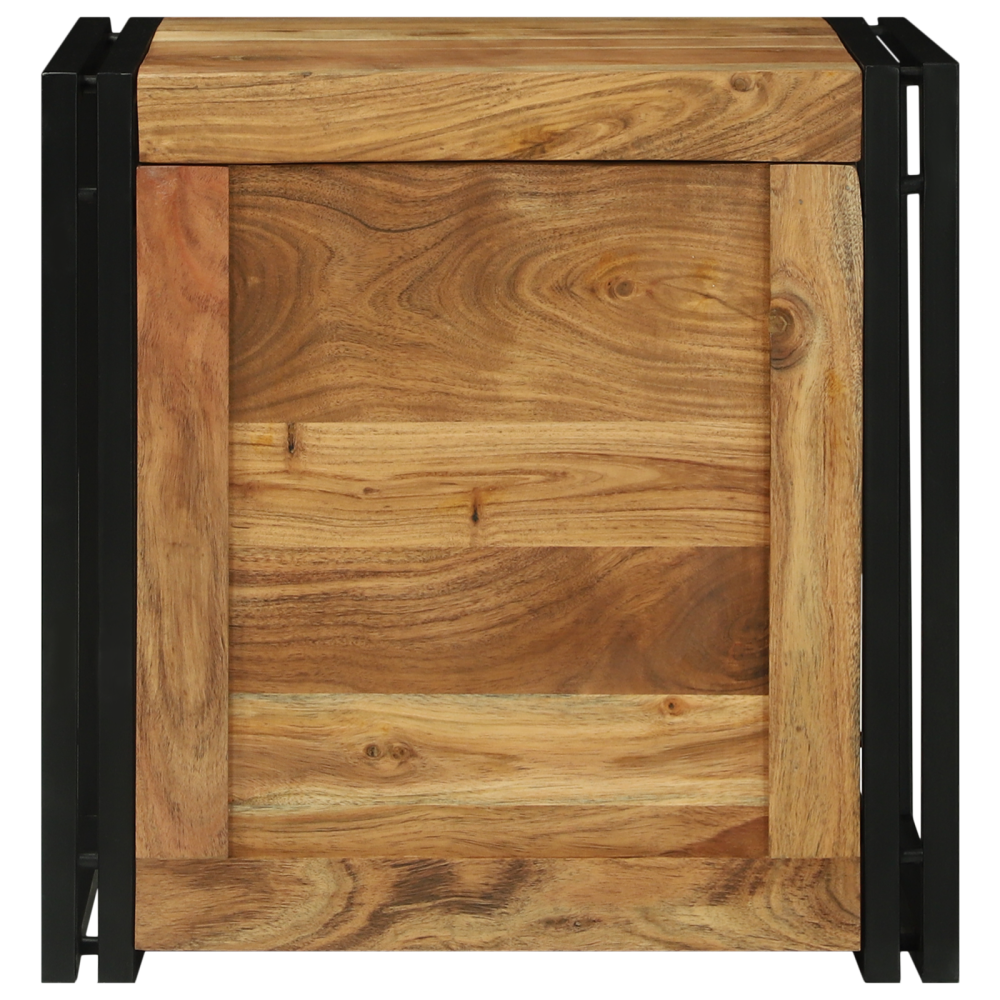Produktbild för Förvaringslåda Brun och svart 50 x 50 x 50 cm Massivt Akaciaträ