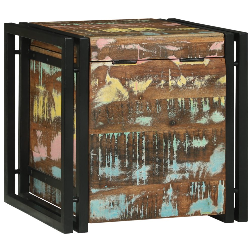 Produktbild för Förvaringslåda Brun och svart 40 x 40 x 40 cm Massivt Akaciaträ