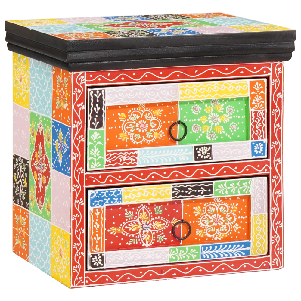 Produktbild för Nattduksbord med låda 2 pcs Flerfärgsdesign 40 x 30 x 40 cm