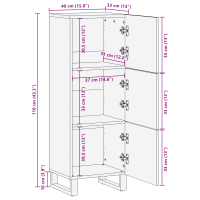Produktbild för Highboard Brun 40 x 33 x 110 cm massivt mangoträ