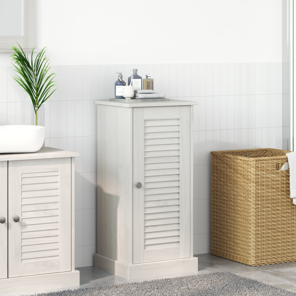 Produktbild för Badrumsskåp VIGO Vit och antikvit 37,5 x 34 x 80 cm Massiv furu