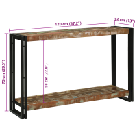 Produktbild för Konsolbord med hylla 120 x 33 x 75 cm Solid återvunnen trä