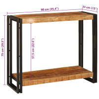 Produktbild för Konsolbord med hylla Brun 90 x 33 x 75 cm Massivt mangoträ