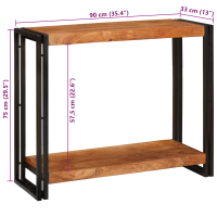 Produktbild för Konsolbord med hylla Brun 90 x 33 x 75 cm Massivt Akaciaträ