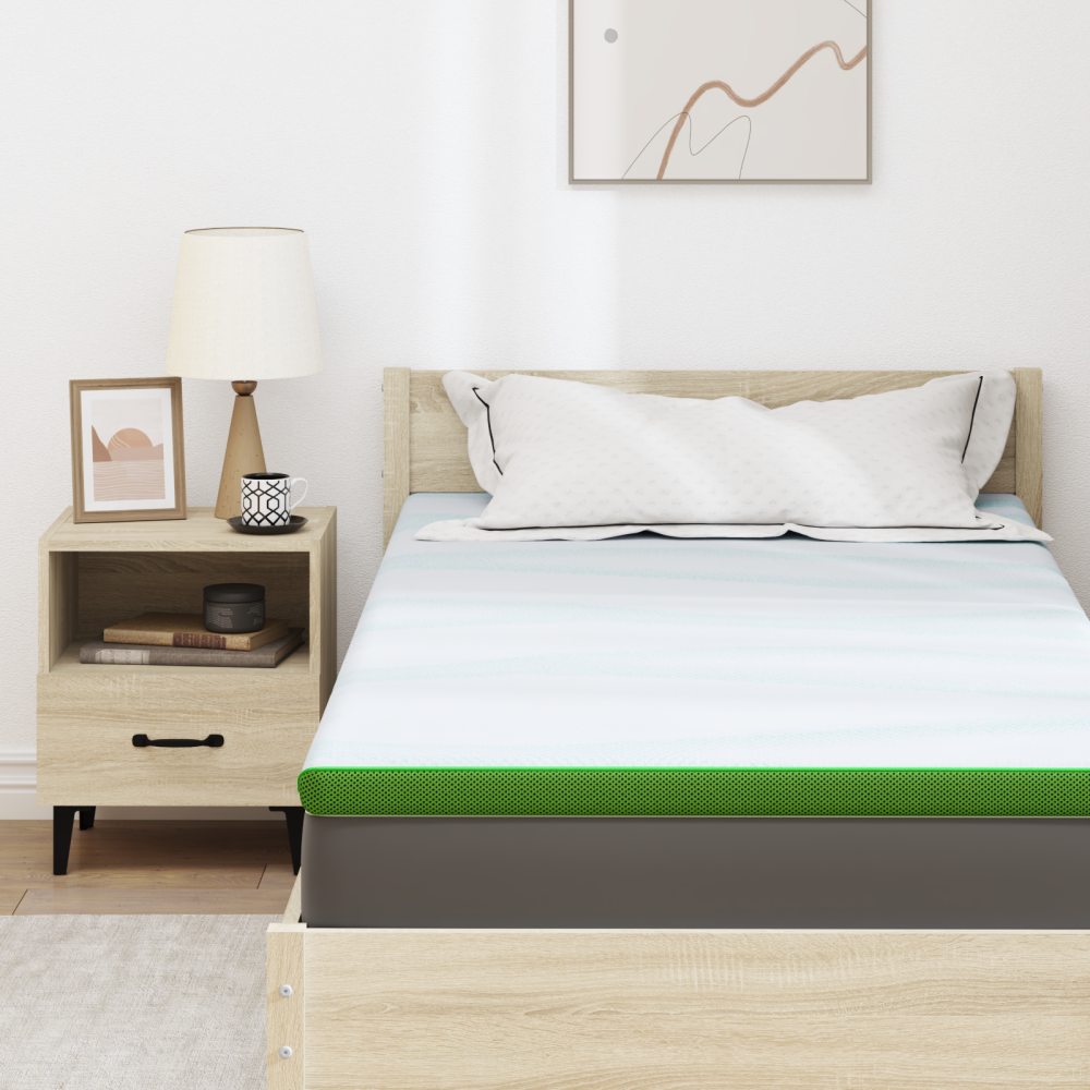 Produktbild för Madrasskydd Vit och grön 90 x 200 cm Jacquard tyg
