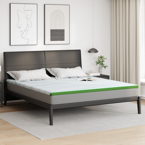 vidaXL Madrasskydd Vit och grön 200 x 200 cm Jacquard tyg