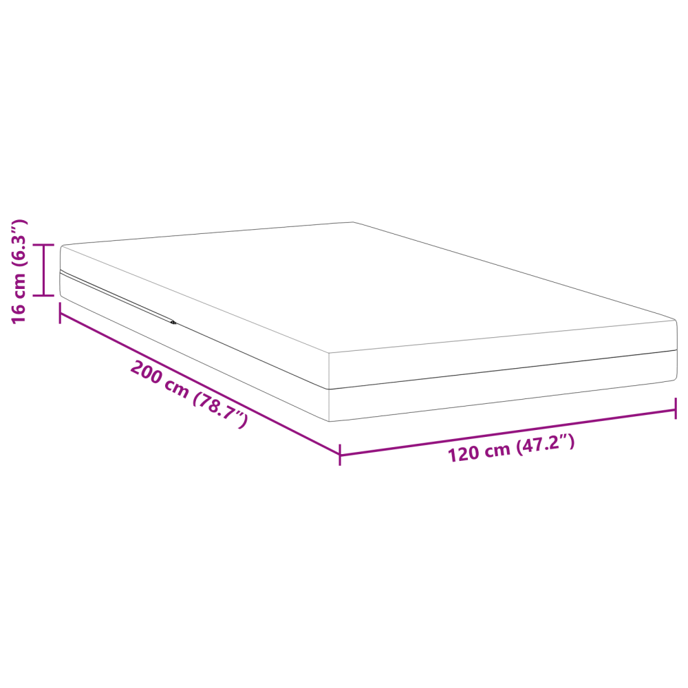 Produktbild för Madrass Medium fast 120 x 200 cm Vit