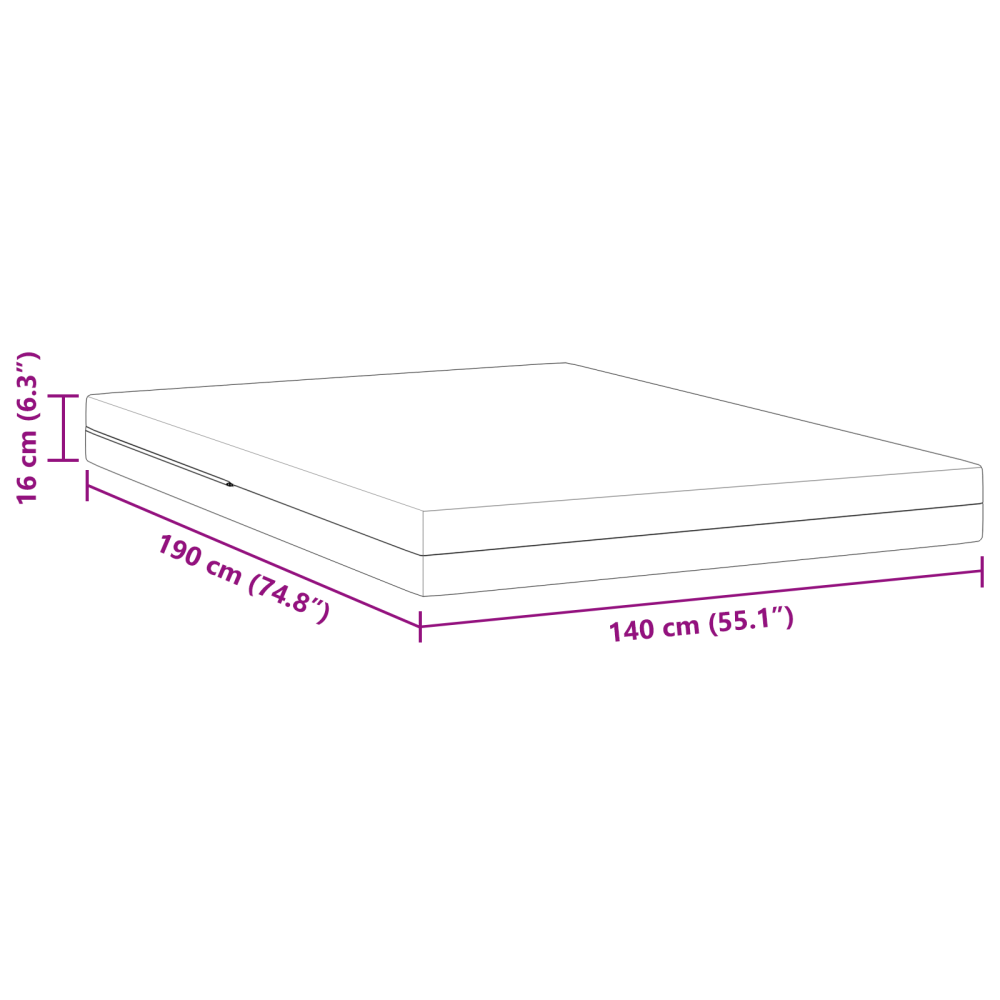 Produktbild för Madrass Medium fast 140 x 190 cm Vit
