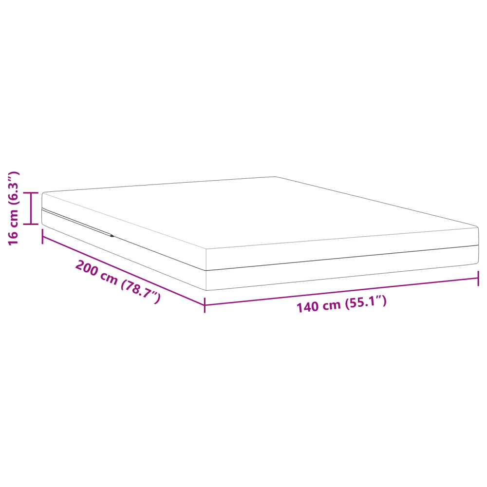 Produktbild för Madrass Vit 140 x 200 cm Jacquardtyg