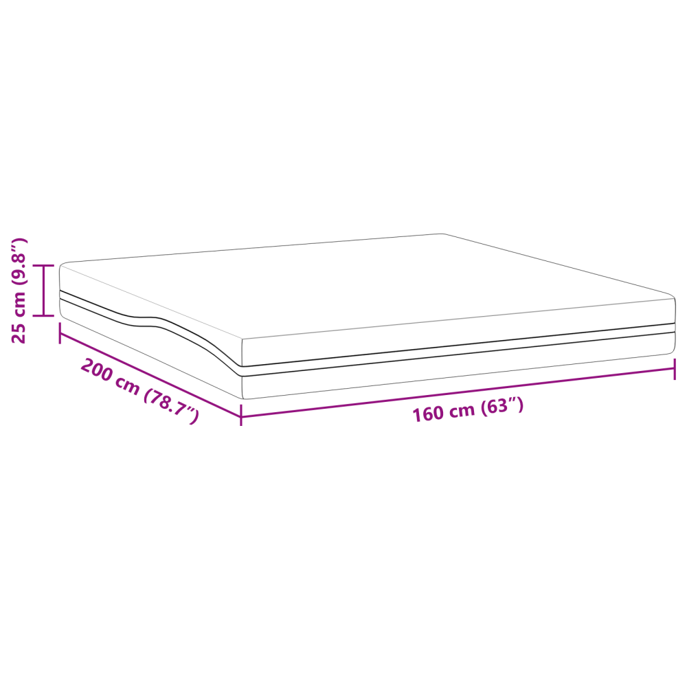 Produktbild för Madrass Vitt och Grått 160 x 200 cm Jacquardtyg