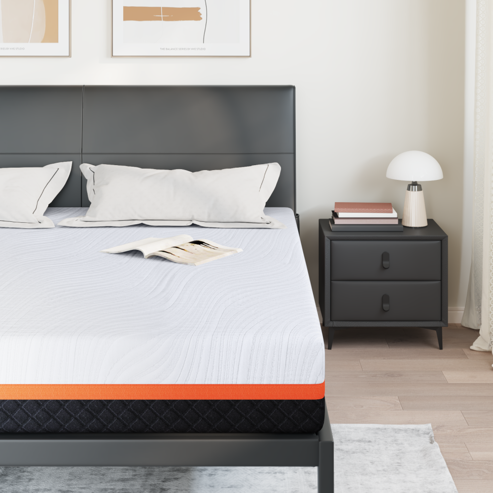 Produktbild för Madrass Vitt och Grått 200 x 200 cm Jacquardtyg
