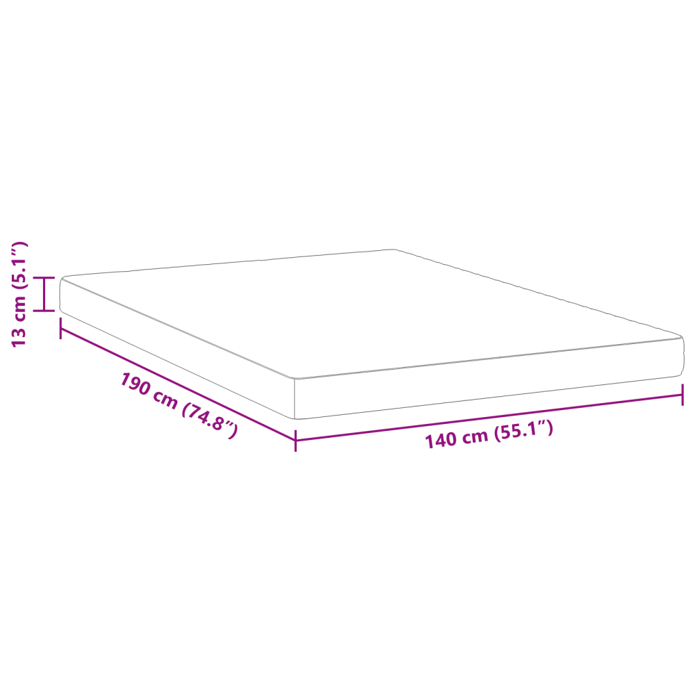 Produktbild för Madrass Vit 140 x 190 cm Jacquardtyg
