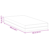 Produktbild för Minnesskummadrass Medium 80 x 160 cm 16 cm Vitt och Grått