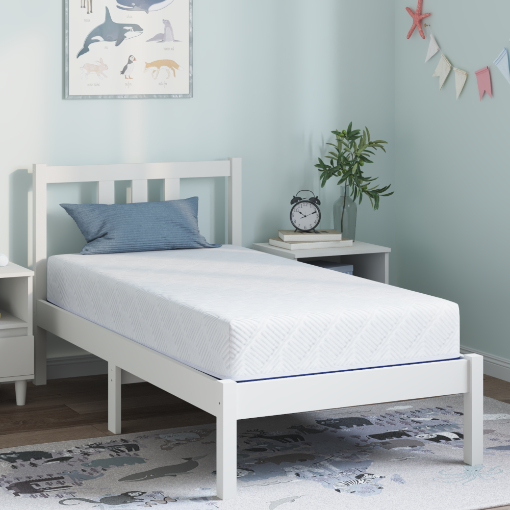 Produktbild för Madrass Vit och Blå 80 x 160 cm Jacquardtyg