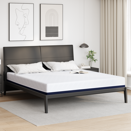 vidaXL Madrass Vit och Blå 200 x 200 cm Jacquardtyg