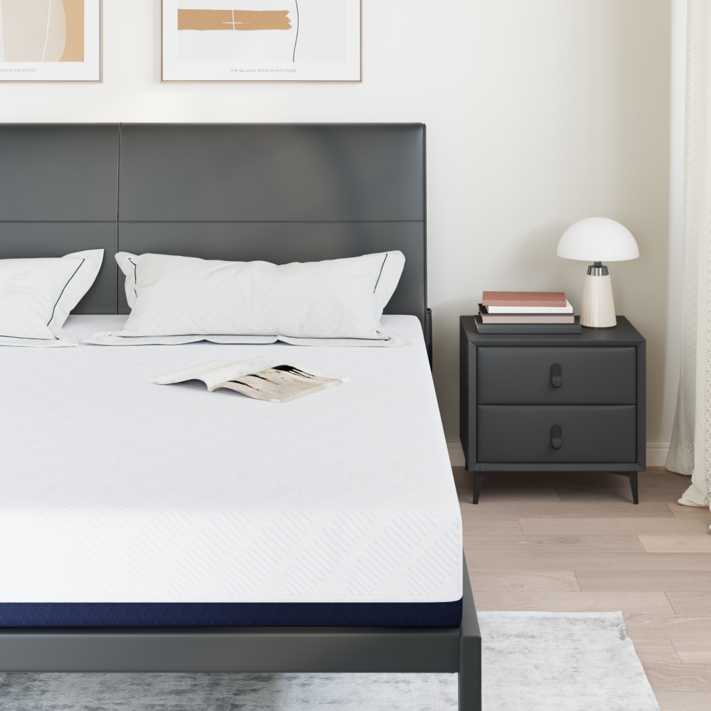Produktbild för Madrass Vit och Blå 200 x 200 cm Jacquardtyg