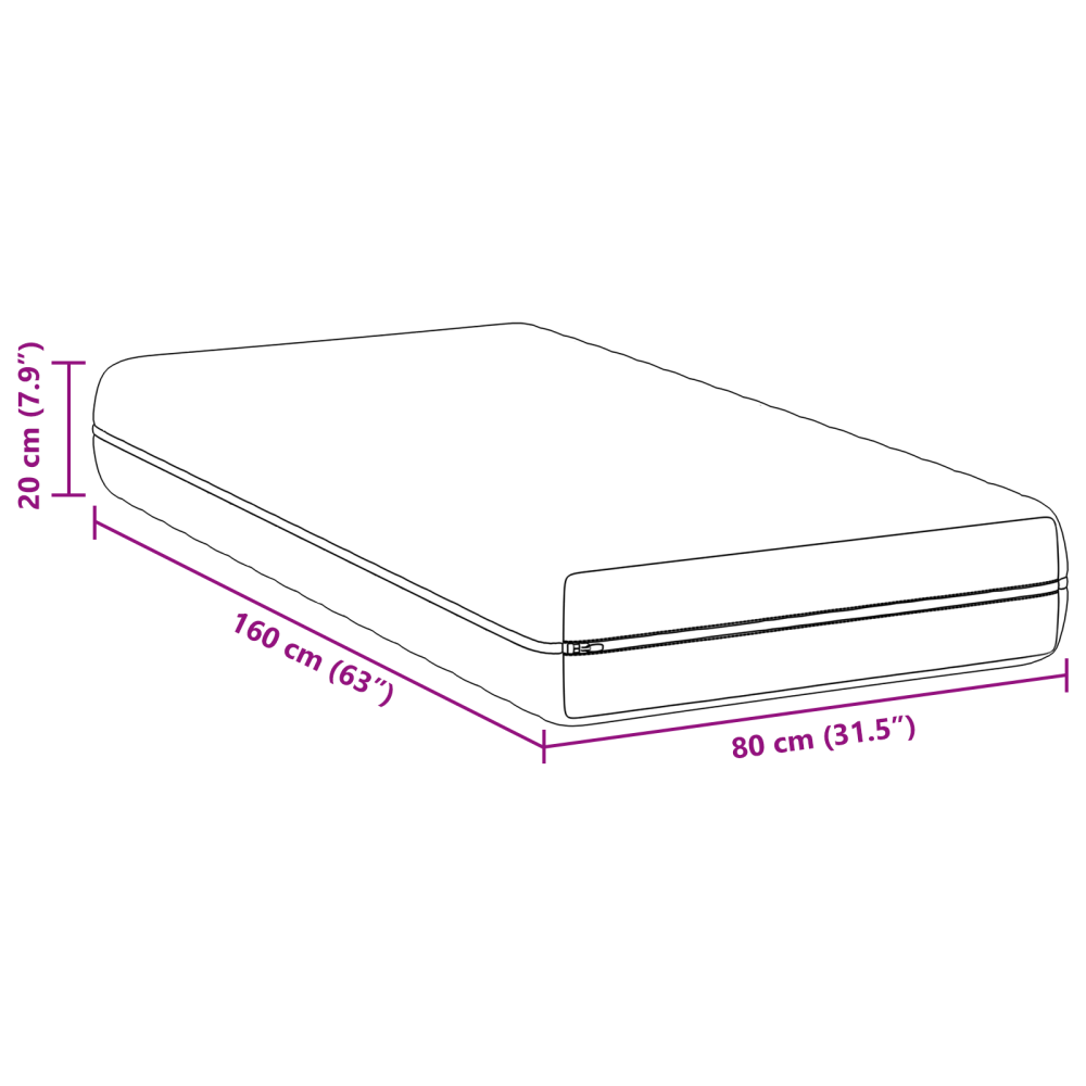 Produktbild för Madrass Vit 80 x 160 cm Pocketfjäder