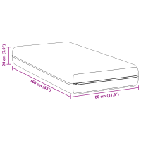 Produktbild för Madrass Vit 80 x 160 cm Pocketfjäder
