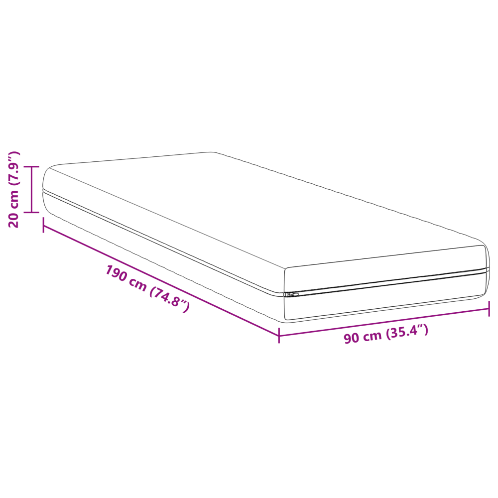 Produktbild för Madrass Vit 90 x 190 cm Pocketfjäder
