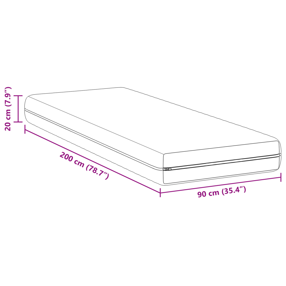Produktbild för Madrass Vit 90 x 200 cm Pocketfjäder