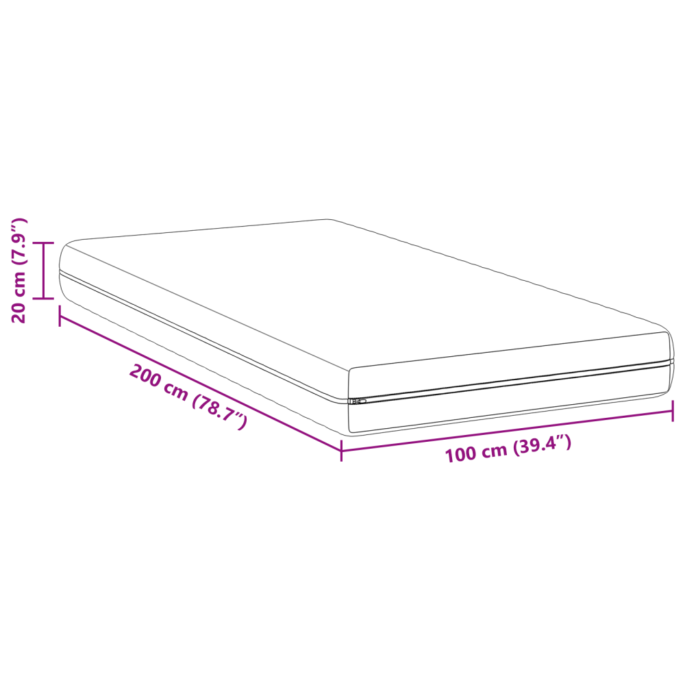 Produktbild för Madrass Vit 100 x 200 cm Pocketfjäder