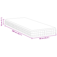 Produktbild för Madrass Vitt och Grått 90 x 200 cm Bonellfjäder
